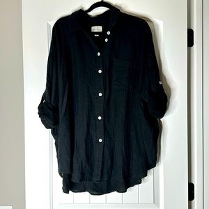 AMERICAN EAGLE AE OUTFITTERS GO BIG OVERSIZED SHIRT BLACK WOMENS SZ M